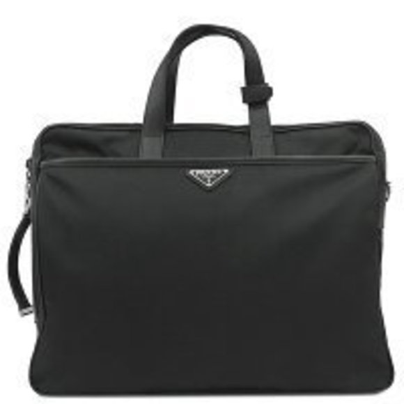 Prada Bag Re Nylon Saffiano Leather Briefcase Black Nylon Backpack - Picture 1 of 9